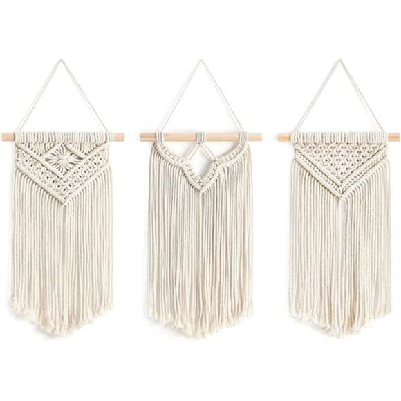 Small Macrame Wall Hanging 3 Pack Boho Art Woven Wall Decor Home Chic Decoration - Picture 8 of 8